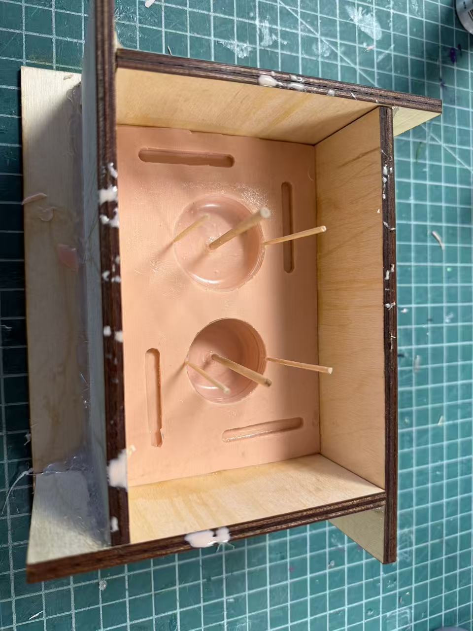 Mold box rebuilt for second silicone pour