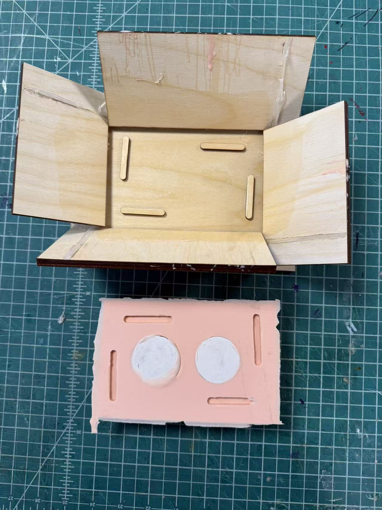 Finished bottom half of ESP32 container silicone mold