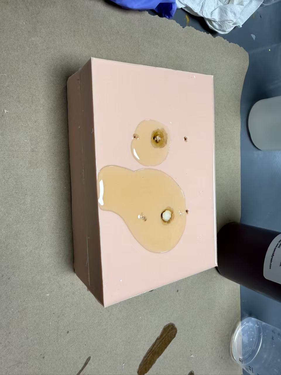 Second polyurethane casting attempt with resin flowing in