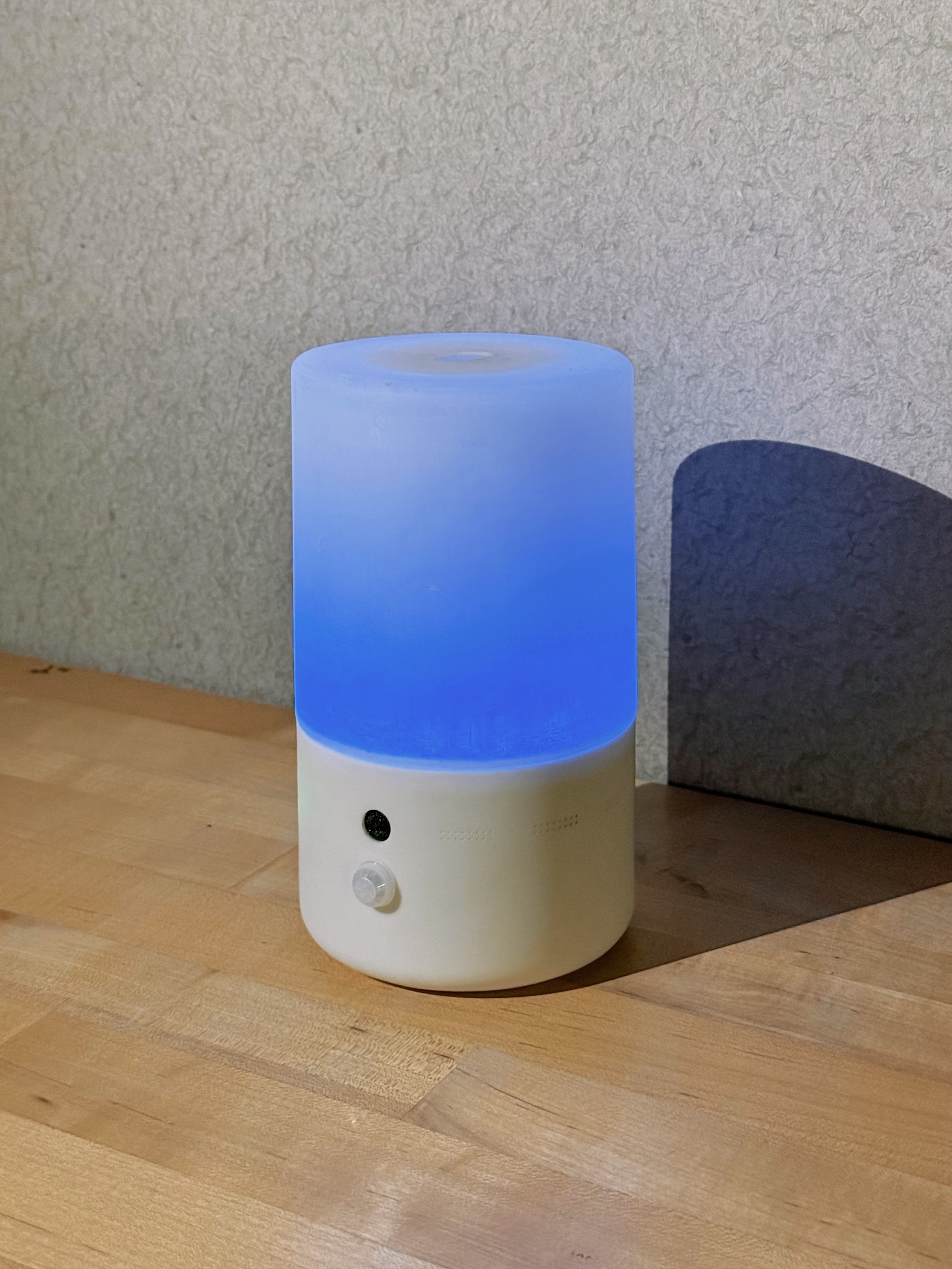 AuraSync enclosure — frosted resin lid and white SLA-printed base