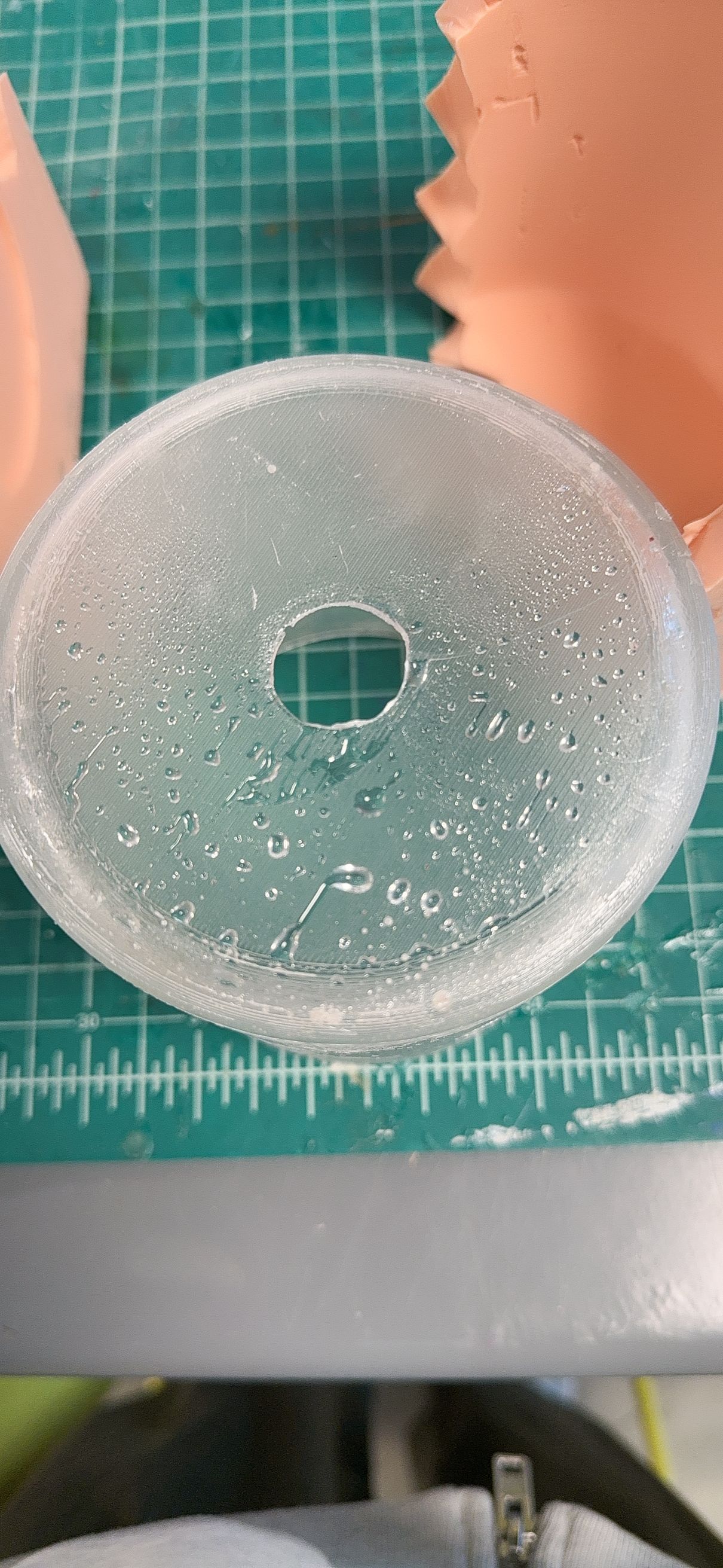 Repaired lid after curing, before sanding