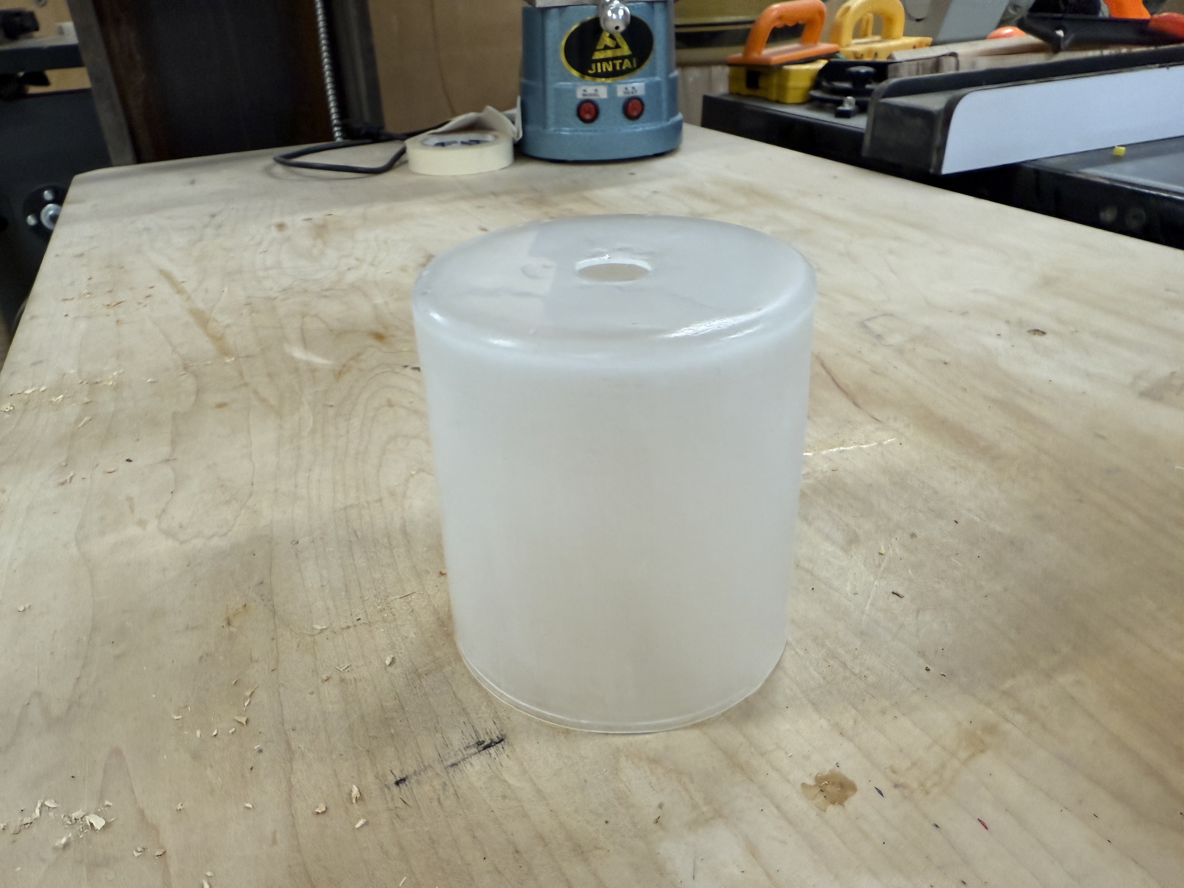 Finished sanded resin lid with frosted texture