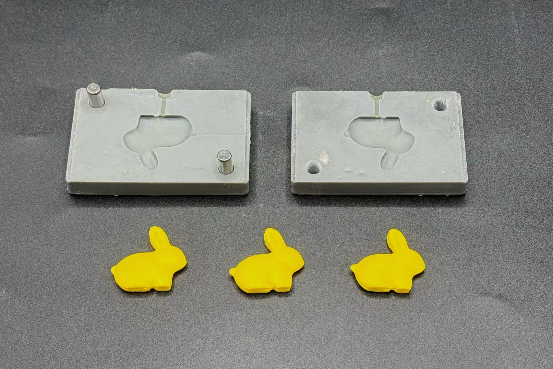 Finished injection-molded yellow PP rabbit figurine