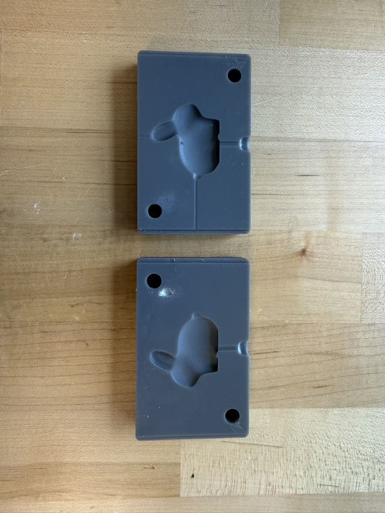 Finished SLA-printed injection mold halves