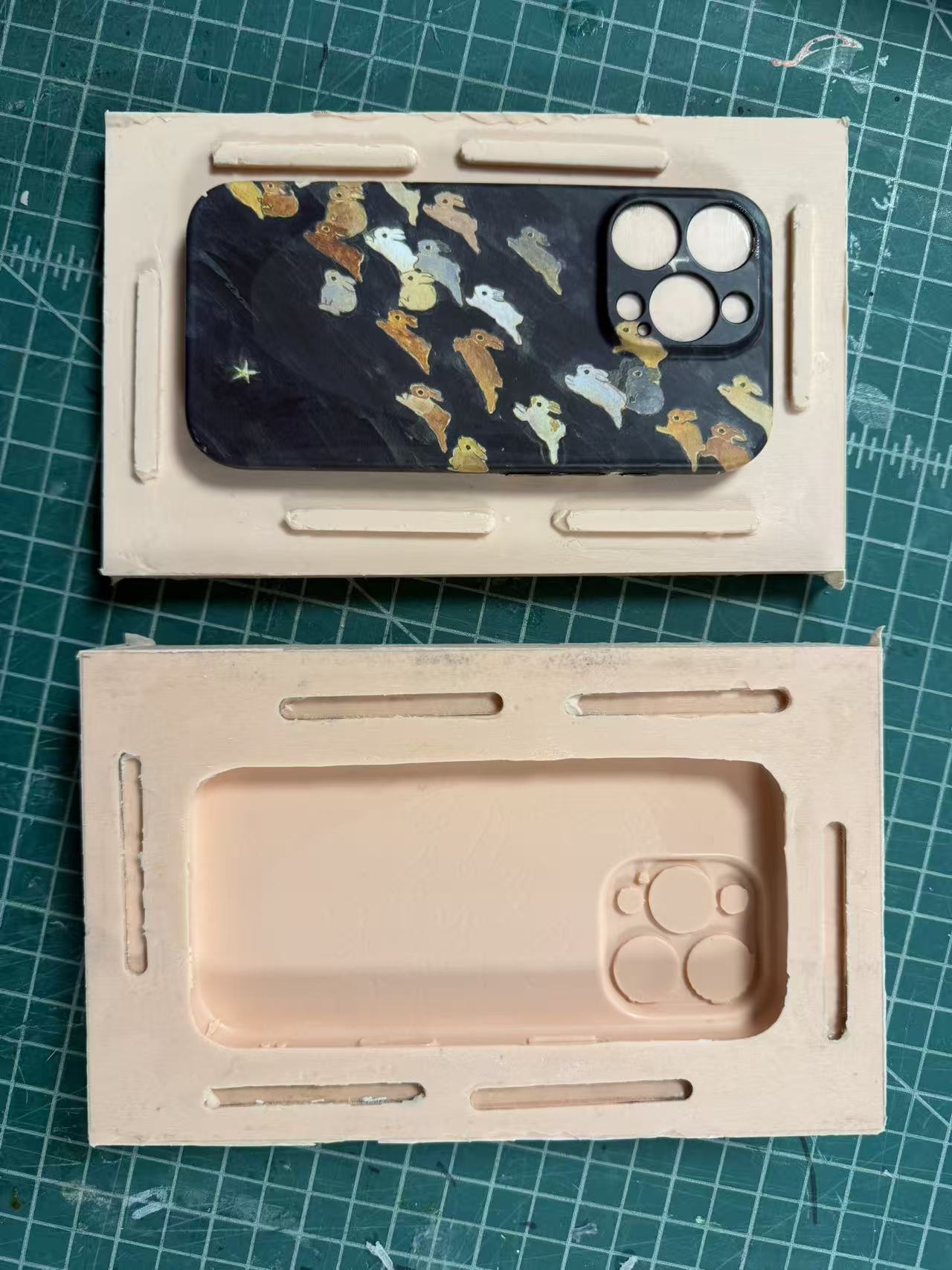 Completed two-part silicone mold