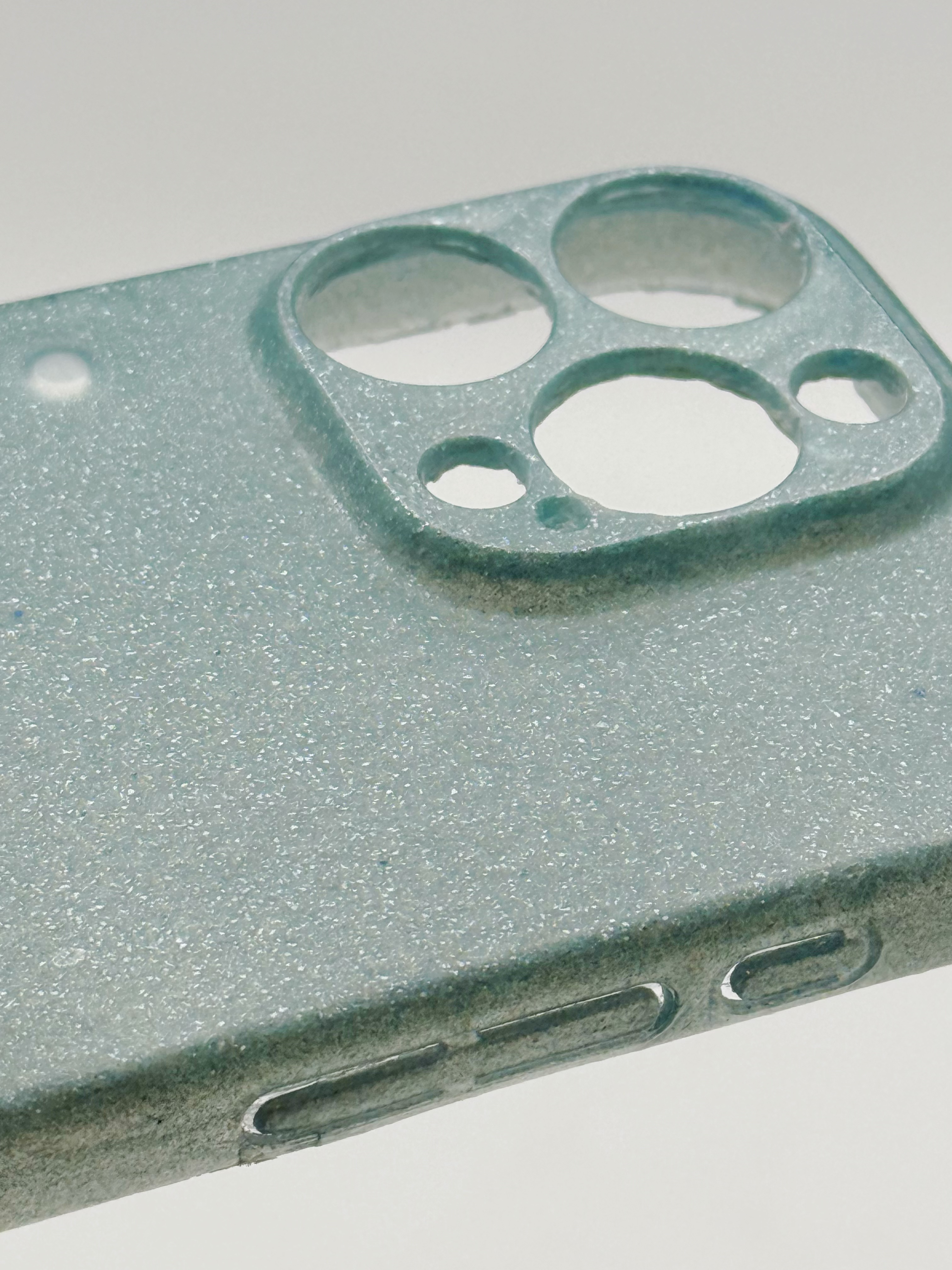 Phone case detail showing areas to improve